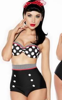 F4277 Adorable High Waist Nautical Sailor Girl Bikini Swimsuit